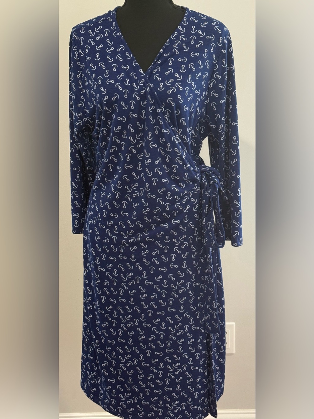 New LuLaRoe 2XL “Michelle” Wrap Dress in Navy Anchor Print 269